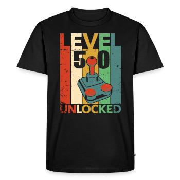 Level 50 Unlocked Gamer Birthday Gift - Men's Premium Organic T-Shirt - black - Front - Nico (187cm)