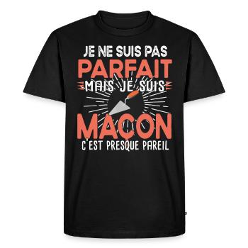Maçon Ouvrier Bâtiment Métier Brique Cadeau Noël - T-shirt Premium bio Homme - noir - Devant - Nico (187cm)