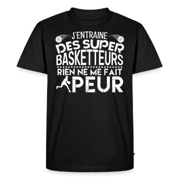 Basketball coach Cadeau coach Basketball basket !! - T-shirt Premium bio Homme - noir - Devant - Nico (187cm)
