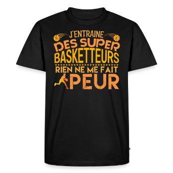 Basketball coach Cadeau coach Basketball - T-shirt Premium bio Homme - noir - Devant - Nico (187cm)