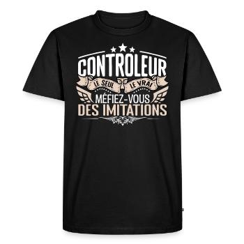 Contrôleur le seul Contrôleur le vrai Contrôleur - T-shirt Premium bio Homme - noir - Devant - Nico (187cm)