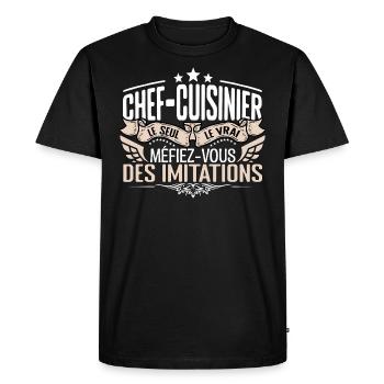 Cuisinier le seul Cuisinier le vrai Cuisinier - T-shirt Premium bio Homme - noir - Devant - Nico (187cm)