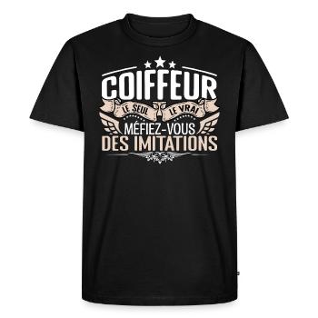 Coiffeur le seul Coiffeur le vrai Coiffeur - T-shirt Premium bio Homme - noir - Devant - Nico (187cm)