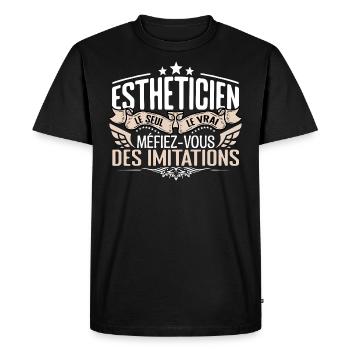 Esthéticien le seul Esthéticien le vrai Esthéticie - T-shirt Premium bio Homme - noir - Devant - Nico (187cm)