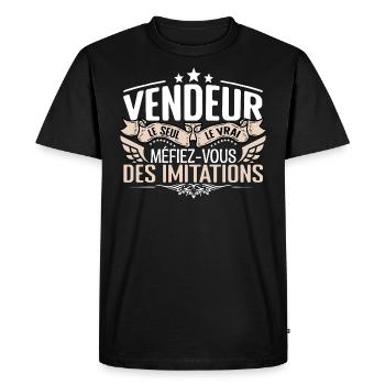 Vendeur le seul Vendeur le vrai Vendeur - T-shirt Premium bio Homme - noir - Devant - Nico (187cm)