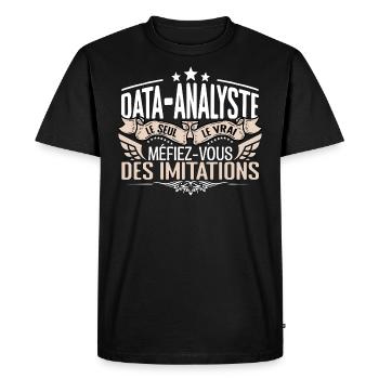 Data Analyste le seul Data Analyste le vrai Data A - T-shirt Premium bio Homme - noir - Devant - Nico (187cm)