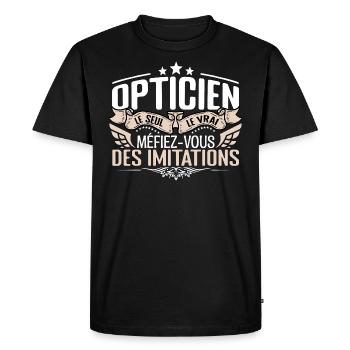 Opticien le seul Opticien le vrai Opticien - T-shirt Premium bio Homme - noir - Devant - Nico (187cm)