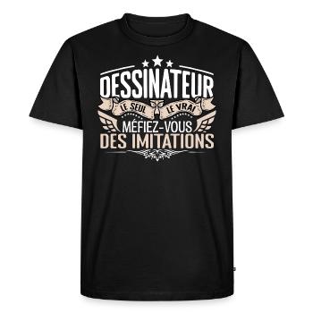 Dessinateur le seul Dessinateur le vrai Dessinateu - T-shirt Premium bio Homme - noir - Devant - Nico (187cm)