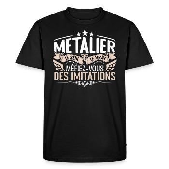 Métalier le seul Métalier le vrai Métalier - T-shirt Premium bio Homme - noir - Devant - Nico (187cm)