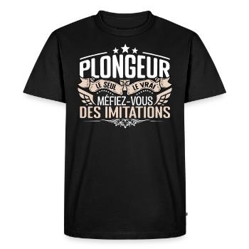 Plongeur le seul Plongeur le vrai Plongeur - T-shirt Premium bio Homme - noir - Devant - Nico (187cm)