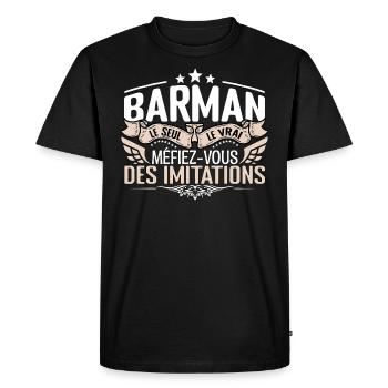 Barman le seul Barman le vrai Barman - T-shirt Premium bio Homme - noir - Devant - Nico (187cm)