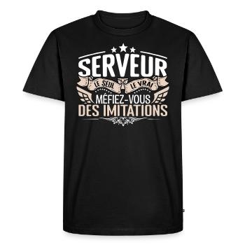 Serveur le seul Serveur le vrai Serveur - T-shirt Premium bio Homme - noir - Devant - Nico (187cm)