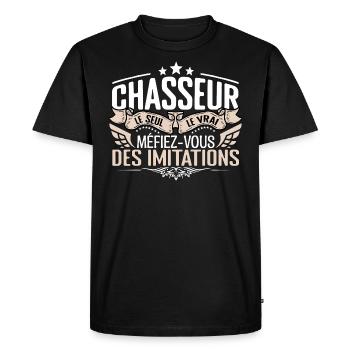 Chasseur le seul Chasseur le vrai Chasseur - T-shirt Premium bio Homme - noir - Devant - Nico (187cm)