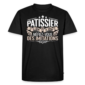 Pâtissier le seul Pâtissier le vrai Pâtissier - T-shirt Premium bio Homme - noir - Devant - Nico (187cm)
