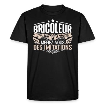 Bricoleur le seul Bricoleur le vrai Bricoleur - T-shirt Premium bio Homme - noir - Devant - Nico (187cm)