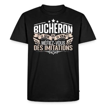 Bucheron le seul Bucheron le vrai Bucheron - T-shirt Premium bio Homme - noir - Devant - Nico (187cm)