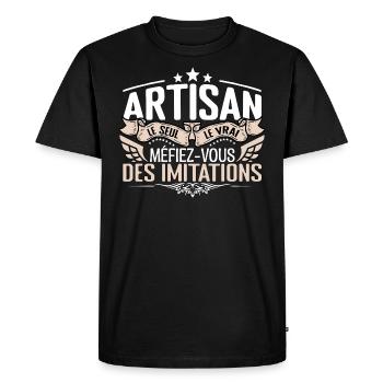 Artisan le seul Artisan le vrai Artisan - T-shirt Premium bio Homme - noir - Devant - Nico (187cm)