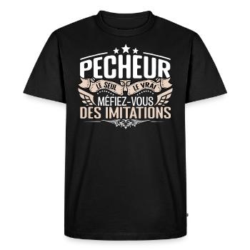Pêcheur le seul Pêcheur le vrai Pêcheur - T-shirt Premium bio Homme - noir - Devant - Nico (187cm)
