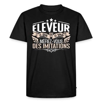 Eleveur le seul Eleveur le vrai Eleveur - T-shirt Premium bio Homme - noir - Devant - Nico (187cm)