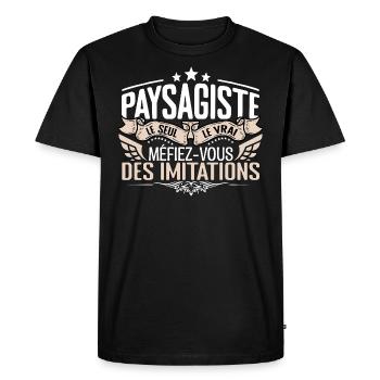 Paysagiste le seul Paysagiste le vrai Paysagiste - T-shirt Premium bio Homme - noir - Devant - Nico (187cm)