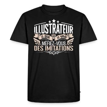Illustrateur le seul Illustrateur le vrai Illustra - T-shirt Premium bio Homme - noir - Devant - Nico (187cm)