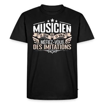 Musicien le seul Musicien le vrai Musicien - T-shirt Premium bio Homme - noir - Devant - Nico (187cm)