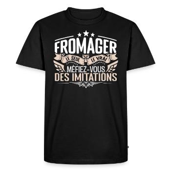 Fromager le seul Fromager le vrai Fromager - T-shirt Premium bio Homme - noir - Devant - Nico (187cm)