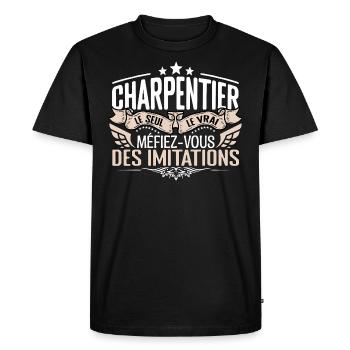 Charpentier le seul Charpentier le vrai Charpentie - T-shirt Premium bio Homme - noir - Devant - Nico (187cm)