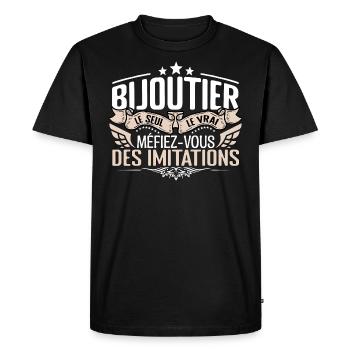 Bijoutier le seul Bijoutier le vrai Bijoutier - T-shirt Premium bio Homme - noir - Devant - Nico (187cm)