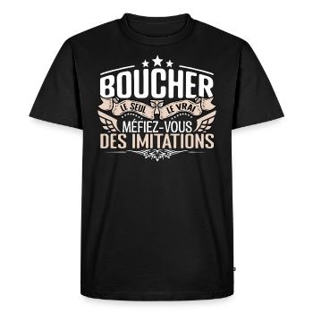 Boucher le seul Boucher le vrai Boucher - T-shirt Premium bio Homme - noir - Devant - Nico (187cm)