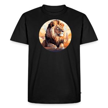 Geometric lion in polygonal style in the desert - Men's Premium Organic T-Shirt - black - Front - Nico (187cm)