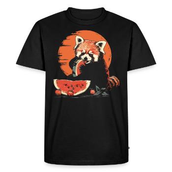 Panda roux Chat Ours Panda roux Pastèque - T-shirt Premium bio Homme - noir - Devant - Nico (187cm)
