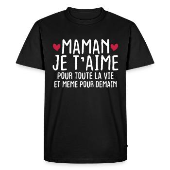 Maman je t'aime pour toute la vie - T-shirt Premium bio Homme - noir - Devant - Nico (187cm)