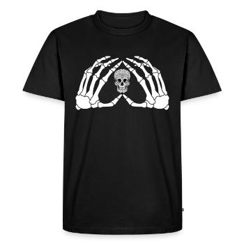 The hands of a skeleton with the skull - Men's Premium Organic T-Shirt - black - Front - Nico (187cm)