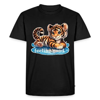 Bébé tigre qui se sent bien - T-shirt Premium bio Homme - noir - Devant - Nico (187cm)