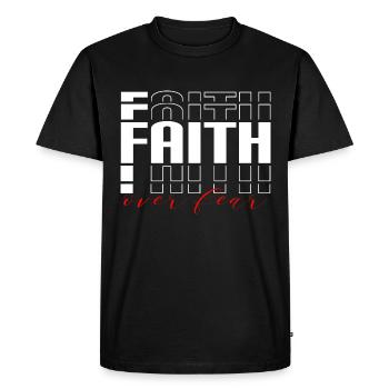 La foi sur la peur - Vêtements chrétiens - Jésus - T-shirt Premium bio Homme - noir - Devant - Nico (187cm)