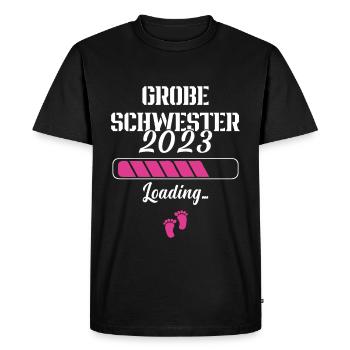 Annoncer une grossesse Grande sœur 2023 - T-shirt Premium bio Homme - noir - Devant - Nico (187cm)