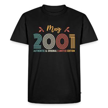 Mai 2001 anniversaire Mai 2001 rétro - T-shirt Premium bio Homme - noir - Devant - Nico (187cm)