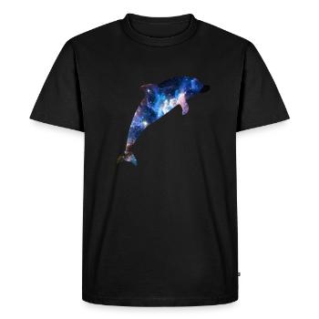 Space Dolphin - Men's Premium Organic T-Shirt - black - Front - Nico (187cm)