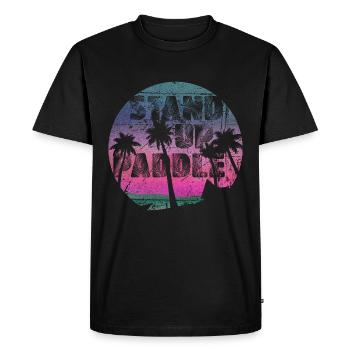 Stand up paddle | SUP | Coucher de soleil fille - T-shirt Premium bio Homme - noir - Devant - Nico (187cm)