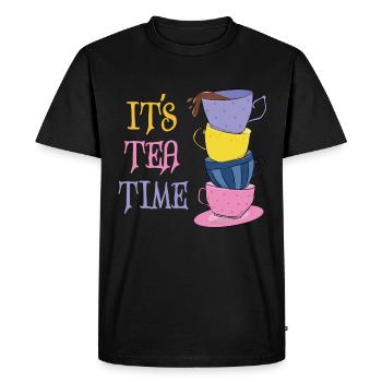 C’est l’heure du thé - T-shirt Premium bio Homme - noir - Devant - Nico (187cm)