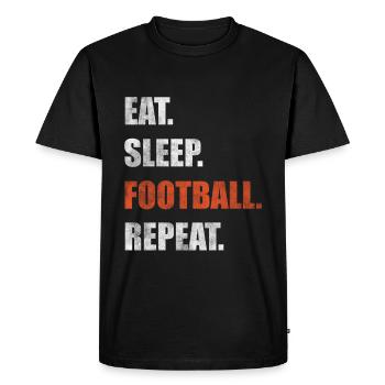 Manger sleep football Répéter - T-shirt Premium bio Homme - noir - Devant - Nico (187cm)