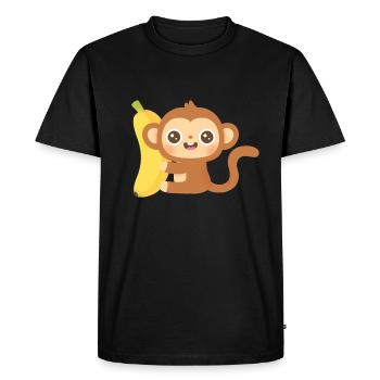 Cute Monkey and Banana - Men's Premium Organic T-Shirt - black - Front - Nico (187cm)