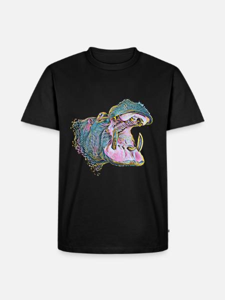 hippo - Men's Premium Organic T-Shirt - black