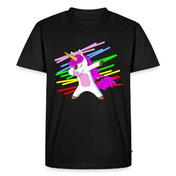Licorne tamponnant un cadeau de licorne - T-shirt Premium bio Homme - noir - Devant - Nico (187cm)