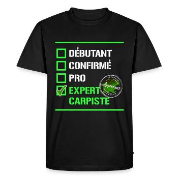 Expert carpiste T-shirt pêche carpe pêcheur - T-shirt Premium bio Homme - noir - Devant - Nico (187cm)