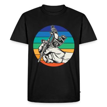 Tatouage tatouage artiste - T-shirt Premium bio Homme - noir - Devant - Nico (187cm)