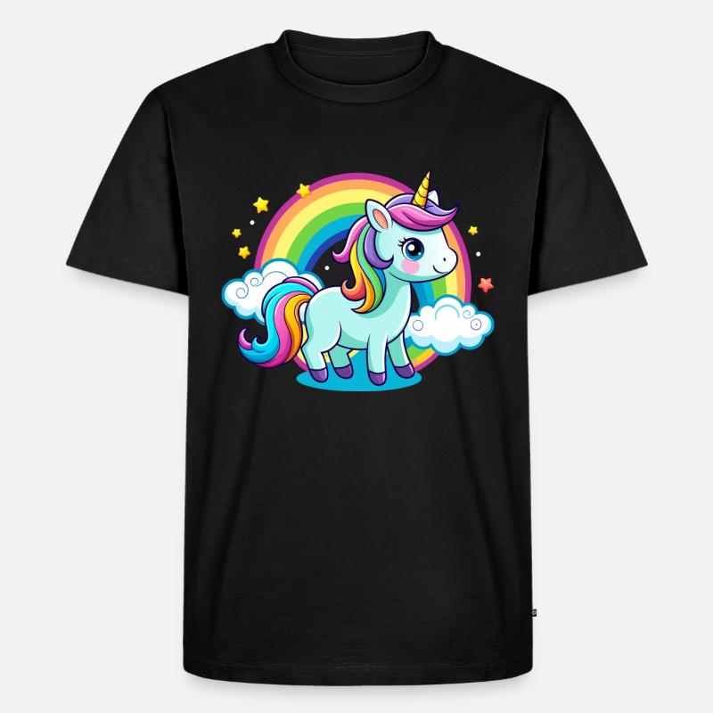 Süßes Regenbogen-Einhorn - Männer Premium Bio T-Shirt - Schwarz