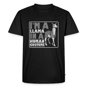 Cadeaux d’amoureux de lama Je suis un lama en costume humain - T-shirt Premium bio Homme - noir - Devant - Nico (187cm)