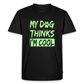 Amoureux des chiens Humour Mon chien pense que je suis cool Amoureux des chiens - T-shirt Premium bio Homme - noir - Devant - Nico (187cm)